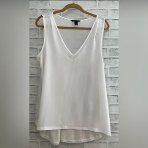 White V-Neck Tank Top Banana Republic 2 layer